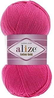 Alize 55% Cotton 45% Acrylic Cotton Gold Yarn 1 Skein/Ball 100 gr 360 yds (149-Fuchsia)