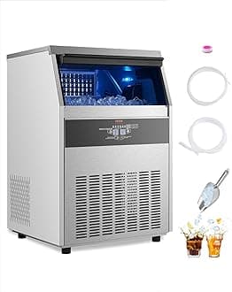 VEVOR Commercial Ice Maker Machine, 200lbs/24H Ice Maker Machine with 66lbs Storage Capacity, 108 Ice Cubes in 15 Minutes, LED Digital Display Freestanding Self-Cleaning for Bar Office Restaurant