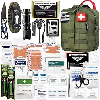 EVERLIT 250 Pieces Survival First Aid Kit IFAK EMT Molle Pouch Survival Kit Outdoor Gear Emergency Kits Trauma Bag for Camping Boat Hunting Hiking Home Car Earthquake and Adventures