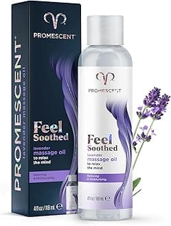Promescent Lavender Massage Oil for Massage Therapy, Massage Oils for Date Night, Premium Lavender Body Oil for Men & Women to Relieve Stress & Sore Muscles, Essential Oils for Skin (4 oz)