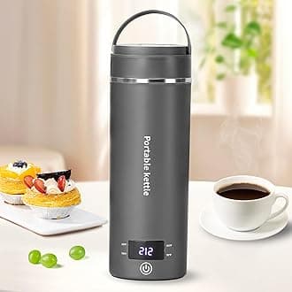 Travel Electric Kettle Portable Mini Kettle,Small Hot Water Boiler with 4 Temperature Settings,304 Stainless Steel,Fast Boiling Water with Auto Shut-Off and Boil Dry Protection,400ml (Grey, 400ml)