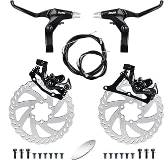 Bike Disc Brake Kit, Aluminum Front and Rear Caliper, Full Aluminum Alloy Bicycle Brake Lever, 140mm Rotor, Mechanic Tool-Free Pad Adjuster for Road Bike, Mountain Bike