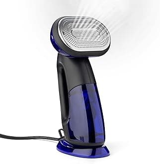 2-in-1 Handheld Clothes Steamer and Iron, Large 250ml detachable water tank, Rapid 10 second heat up, Garment Steamer, Black/Blue, GS108U, UK PLUG