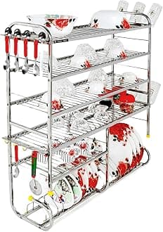 SLIMSHINE 6 Shelf Rack | Multi-Functional Plate and Spoon Storage Solution for Effortless Access and Stylish Display | Optimize Your Kitchen Organization