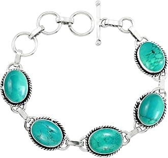 Oval Shape Natural & Synthetic Gemstones 925 Silver Plated Handmade Link Bracelets for Women - Birthstone Vintage Style Bohemian Adjustable Bracelet - Gifts for Wedding Anniversary Christmas