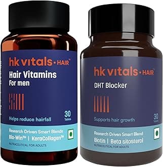 HealthKart hk vitals Hair Multivitamin with DHT Blockers, Omega & Biotin, Supports Keratin Synthesis, 30 Multivitamin Capsules with DHT Blocker with Biotin, Helps Reduce Hair Fall, 30 No