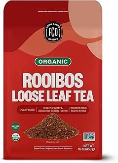 Organic Rooibos Tea, Loose Leaf, 453g, Resealable Bag, Packaging May Vary (Pack of 1)