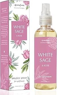 White Sage & Rose Smudge Spray by Aromafume | 100ml/3.3 oz | Sage Spray for Cleansing Negative Energy & Protection | Non-Toxic | Room Spray for Spiritual Cleansing, Smokeless Sage Smudging