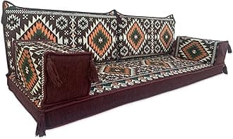 Three Seater Modular Handmade Arabic Style Majlis Sofa Set - Bohemian Floor Cushions - Garden Bench Cushions - Window Seat Pads