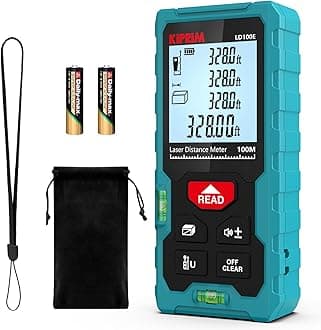 Kiprim Laser Distance Measure High Accuracy 328ft Kiprim LD100E Laser Tape Measure 100M Compact Laser Measurement Tool with Larger Backlit LCD Display,ft/m/in Switching,Bubble Level