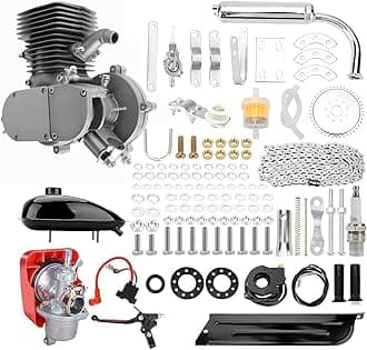 100cc Bicycle Engine Kit,2 Stroke Cycle Bicycle Gas Motorized Gasoline Engine Motor Kit,Full Set Energy Saving Bike Engine Kit for 26" 28" Bike