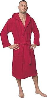 Men's Bathrobe, 100% Cotton (350 g/m²) Oeko-Tex® Certified, Bathrobe with Hood, 2 Pockets, Belt