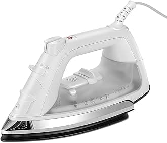 Classic Steam Iron, 1200 Watt, Mid-size Anti-Drip Nonstick Soleplate, Horizontal or Vertical Shot of Steam with 8' 360-Degree Swivel Cord and 3-Way Auto Shut-Off, White