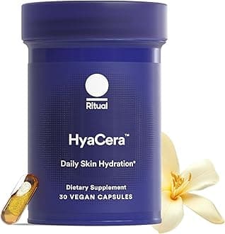 Hyaluronic Acid Skin Supplement - With Hyabest® and Ceratiq® - HyaCera Clinically Proven to Reduce Wrinkles, Fine Lines & Improve Skin Smoothness** - Vegan - Vanilla - 30 Capsules - 30 Servings