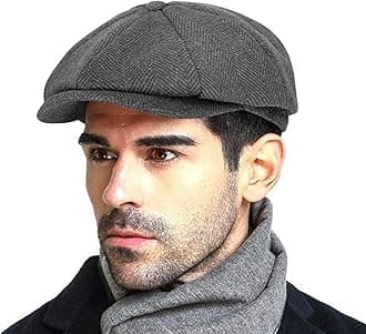 Fashion Men’s Classic Newsboy Gatsby Hat Blend Wool Vintage Flat Ivy Cabbie Cap Boyfriend Gifts(Medium/Large/X-Large)