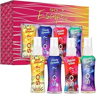 SO Escapes Jet Set Body Mist 200ml (4x50ml Body Mists) Fruity, Citrus, Floral Fragrance, Perfume Gift Set Pack Of 4, UK's No1 Body Mist, Body Spray For Women, Everyday Pocket Travel Fragrance
