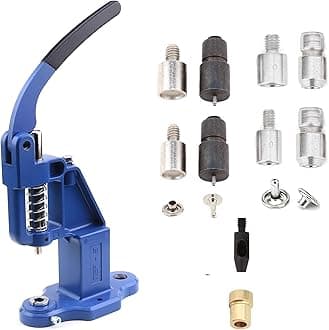 Rivet Press Machine with Essential Rivet Dies - Rivet Setting Kit for 7 mm and 9 mm Single and Double Cap Rivets for Garment and Bag Making