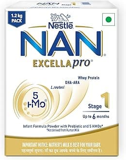 Nestlé NAN EXCELLAPRO Stage 1, 1.2 Kg Pack, Infant Formula Milk Powder With HMOs & Probiotic For Babies (Up To 6 Months), 3x400g Pouch in Box