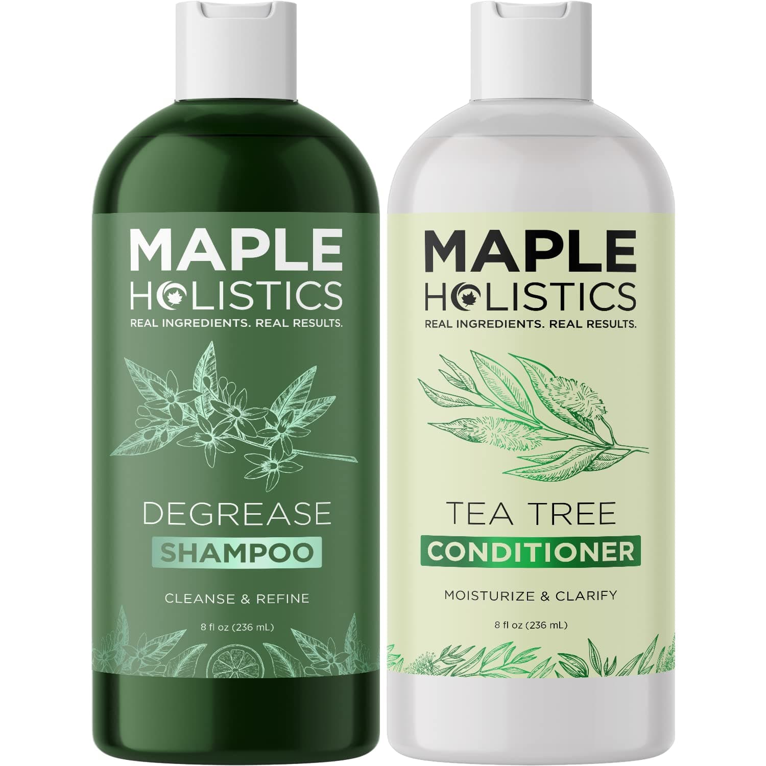 Oily Hair and Scalp Shampoo and Conditioner - Degrease Shampoo and Tea Tree Conditioner for Oily Hair and Scalp for Men and Women - Sulfate Silicone and Paraben Free with Pure Essential Oils 8oz Each