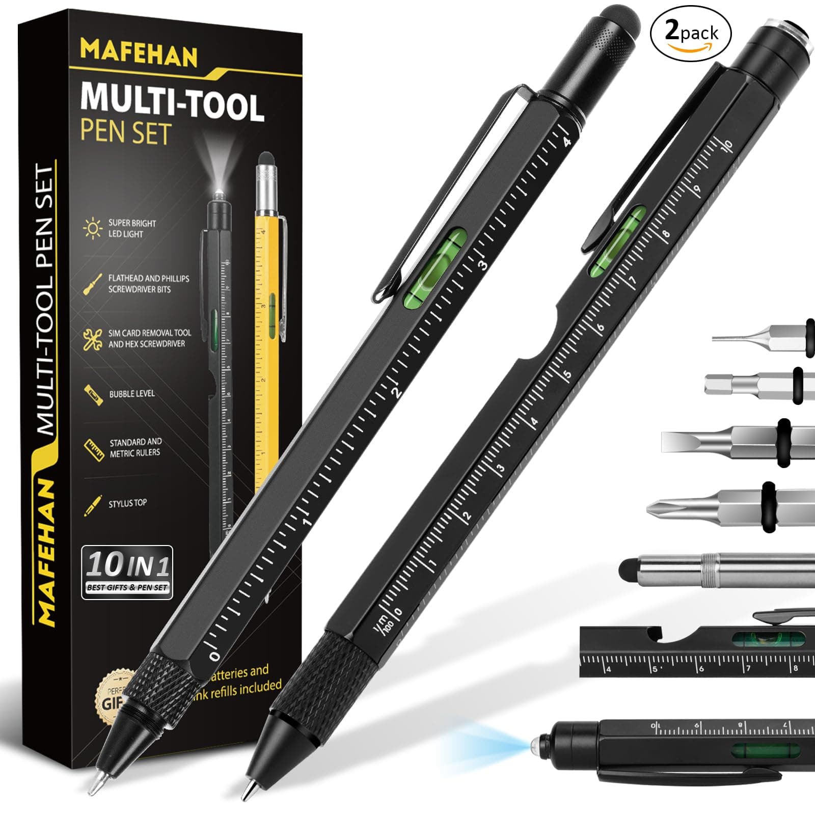 Father's Day Dad Gifts from Daughter Son Wife, 10 in 1 Multitool Pen, Gifts for Men Who Have Everything, Cool Gadgets for Men, Unique Tools for Dad