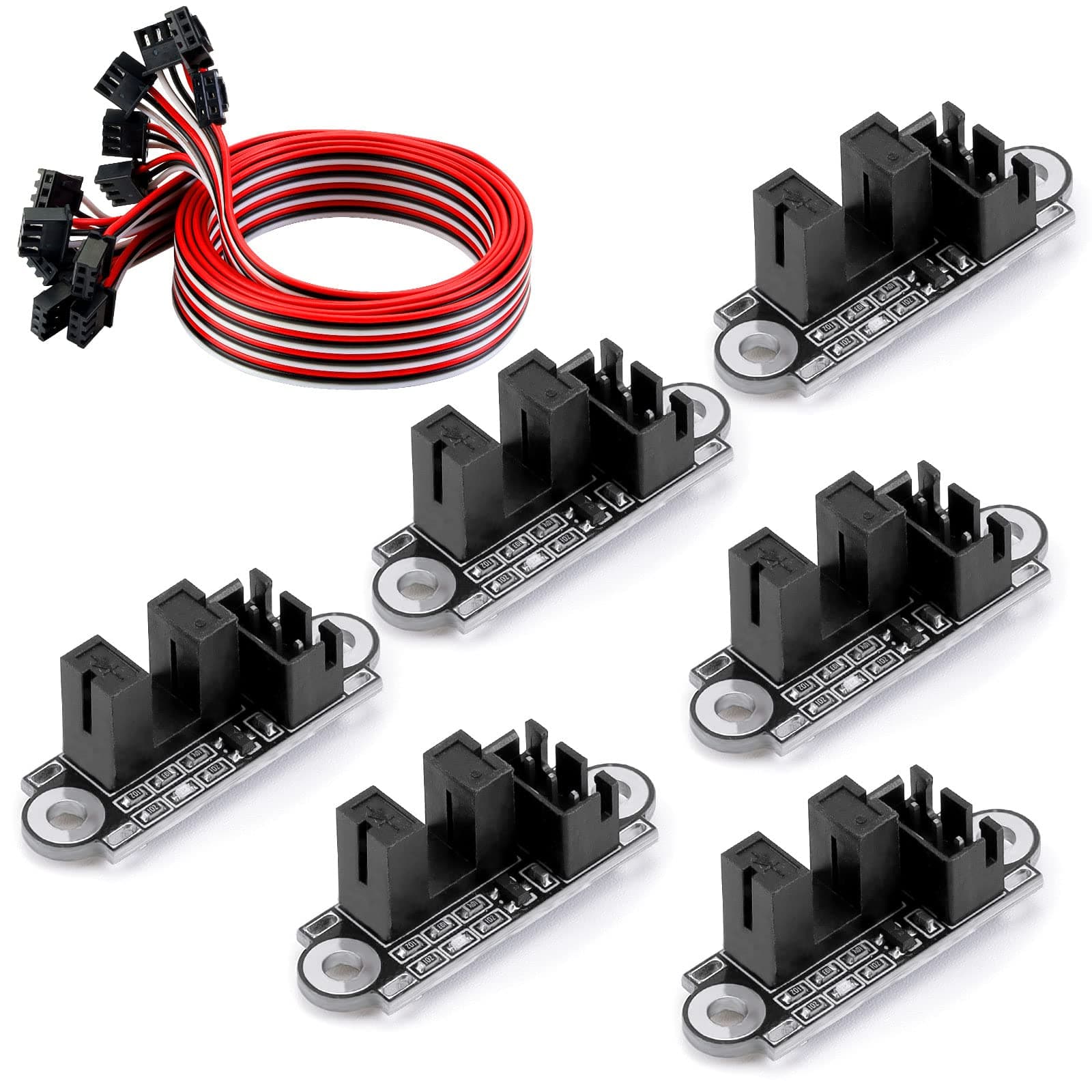 MakerHawk6pcs Optical Endstop with 1M Cable Optical Switch Sensor Photoelectric Light Control Optical Limit Switch Module for 3D Printer