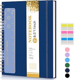 Spiral Notebook Journal 8.5” x 11”, A4 Large Notebooks for Women Men, College Ruled Lined Journal, 100 GSM Paper, Plastic Hardcover Spiral Bound Journals for Work School Note Taking Business, Navy