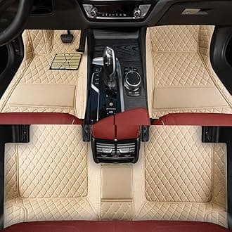 Custom Personalized Floor Mats for Cars，Luxury Full Coverage All Weather Car Floor Mats，Anti-Slip Leather Car Mat Set ，Custom Floor Mats for 99% of Cars, Trucks & SUVs (Beige)