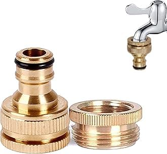 Brass Garden Outdoor Hose Tap Connector G 1/2 Inch Thread Female to GHT 3/4 Inch Adapter 2-in-1 Threaded Quick Connector for Hosepipe Fittings, Water Threaded Faucet Adapter