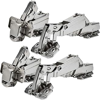 175 Degree Frameless Cabinet Doors Hinges, Hydraulic Adjustable, Soft Closing, Nickel-Plated Steel, 2 Pairs (Full Overlay)