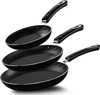 Utopia Kitchen Nonstick Frying Pan Set - 3 Piece Induction Bottom - 8 Inches, 9.5 Inches and 11 Inches - (Black)