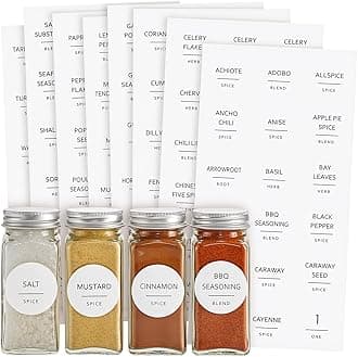 Talented Kitchen Round Spice Jar Labels - Water-Resistant Removable Vinyl Lid Stickers - Spice Rack & Seasoning Bottle Labels - Pantry Organization - Pack of 144, 1.5"