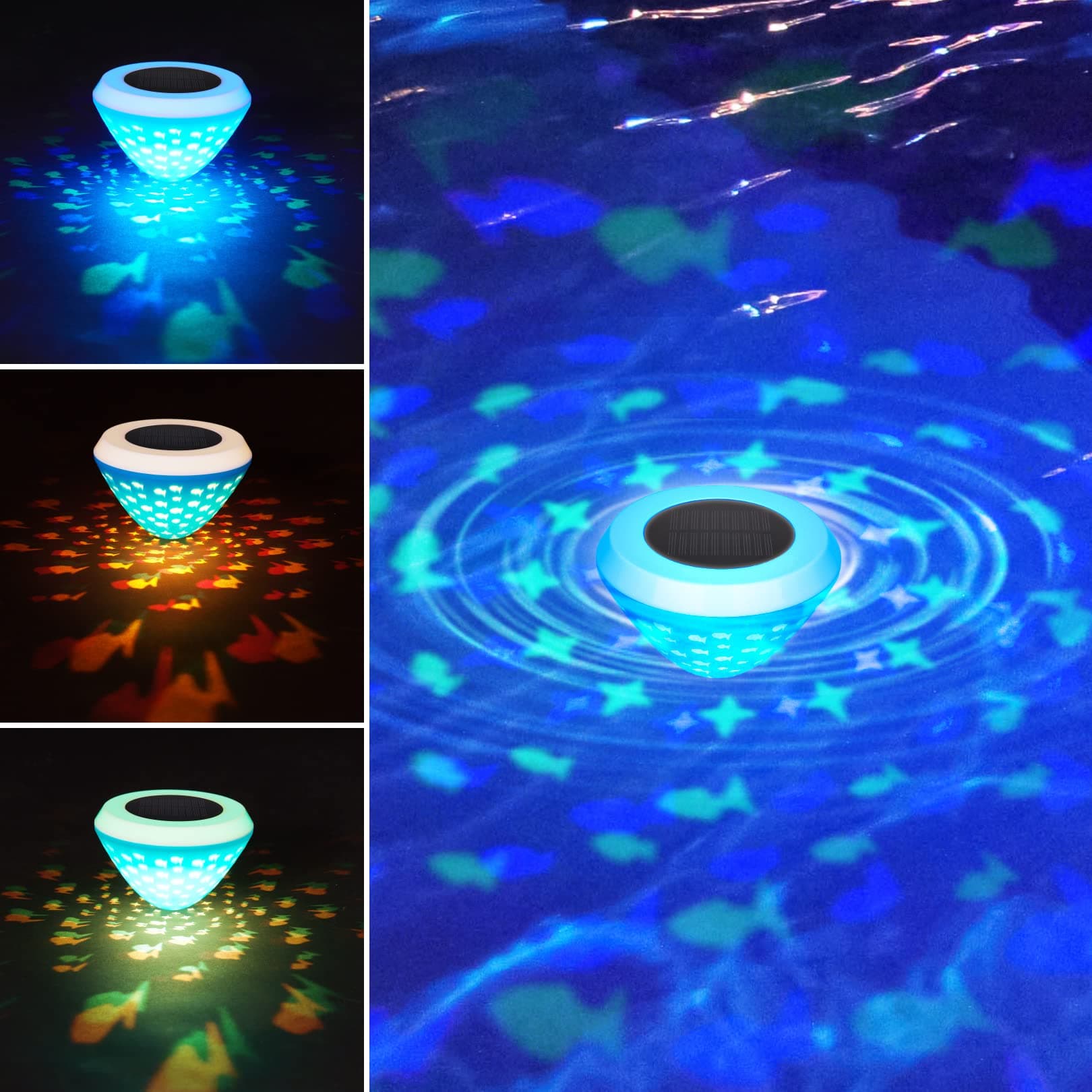 Floating Pool Lights,Fish Pattern Swimming Pool Lights with 4 Colors Changing Waterproof Solar Pool Lights That Float,Outdoor LED Glow Lights for Hot Bath Tub,Pool,Pond,Spa-1PCS