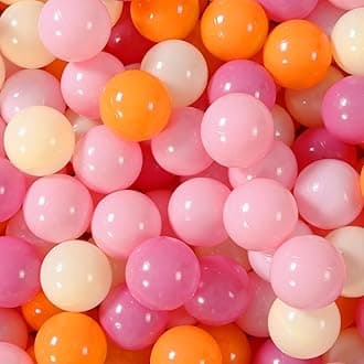 GOGOSO Ball Pit Balls for Toddler, Baby Plastic Playballs Kids Soft Pastel Pelotas Non-Toxic BPA-Free 3pink+Orange+Yellow, 200 Balls
