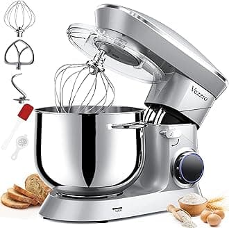 9.5 Qt Stand Mixer, 10-Speed Tilt-Head Food Mixer, Vezzio 660W Kitchen Electric Mixer with Stainless Steel Bowl, Dishwasher-Safe Attachments for Most Home Cooks(Silver)