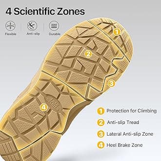 FREE SOLDIER Men's Durable Work Boots 6 Inches Lightweight Waterproof Hiking Boots Suede Leather Tactical Boots