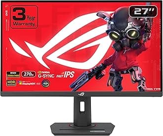ROG Strix 27” 1440P USB-C HDR Gaming Monitor (XG27ACMG) - QHD (2560x1440), 270Hz, 1ms, Fast IPS, Extreme Low Motion Blur Sync, G-SYNC Compatible, DisplayWidget, Tripod Socket, 3 yr Warranty
