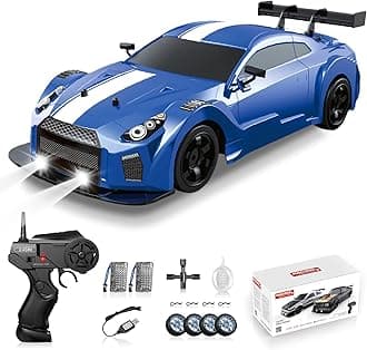 RC Drift Car Sakeye 2.4GHz 1:16 Scale 7WD High Speed Remote Control Cars Vehicle with LED Lights Two Batteries and Drifting Tires Racing Sport Toy Cars for Adults Boys Girls Kids Gift