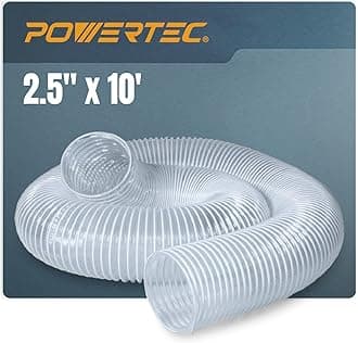 POWERTEC 2-1/2" x 10' Dust Collection Hose, Flexible PVC Dust Collector Hose for Table Saw, Band Saw, Router Table, Belt Sander, Woodworking & Garage, Wood Shop Dust Collection System (70129)