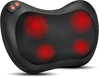 Back Neck Massager,Shiatsu Massage Pillow with Heat, Deep Tissue Kneading Massagers for Shoulder, Legs, Electric Back Massager for Home & Car