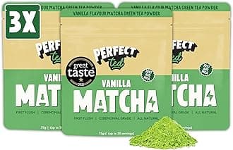 PerfectTed Vanilla Bean Matcha Powder, Ceremonial Grade Japanese, 3 x 75g (90 Servings) Bulk Pack, Perfect for Sweet Lattes & Smoothies | Premium Matcha Fuel | Vegan | Gluten-Free