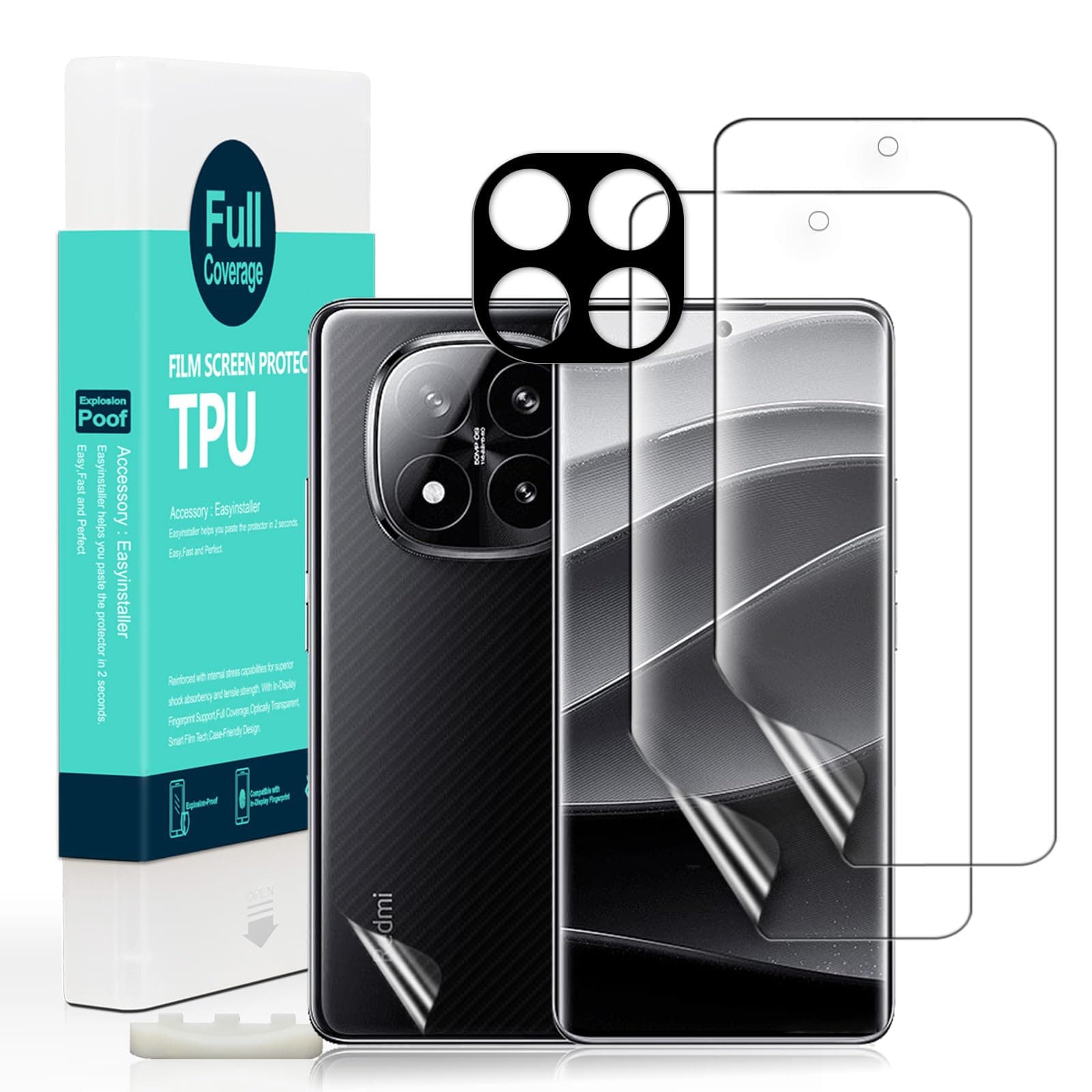 Ibywind 2 Pcs Screen Protector For Xiaomi Redmi Note 14 Pro+ 5G/Redmi Note 14 Pro Plus 5G 6.67",Flexible TPU Film,With 1Pc Camera Lens Protector,1Pc Back Film[Easy to install]