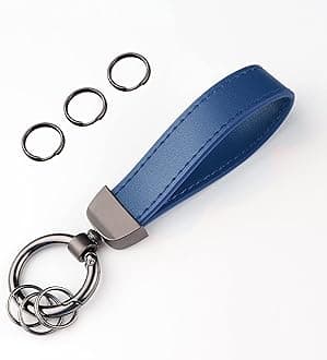 Turcee Leather Car Keychain, Creative Personality Key Fob, Accessories Universal Keychain for Men and Women (Blue)