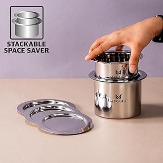 MIKARA Stainless Steel Flat Bottom Polished Top Set of 3(325,425,525,650,750,950ml) (6 pc Combo), Silver