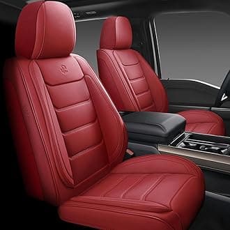 Full Coverage Faux Leather Car Seat Covers Universal Fit for Most Cars,Trucks,Sedans and SUVs with Waterproof Leatherette in Automotive Seat Cover Accessories (Wine Red)