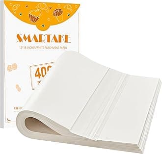 SMARTAKE 400PCS Parchment Paper Sheets, 12 x 16 IN Pre-Cut Baking Parchment, Non-Stick Kitchens Cookie Baking Paper, for Oven Grilling Air Fryer Steaming Bread Cake Cookie Meat Pizza (White)