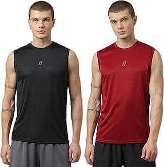ATICX Men's Polyester Sports Sleeveless T Shirt - Gym Vest, Workout Sando, Training Tank Top, Cut Sleeves Quick Dry Tee for Running, Swimming, Badminton, Fitness & Sports