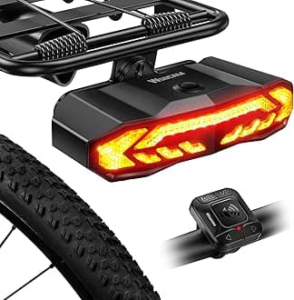 Smart Bike Tail Light for Cargo Rack with Turn Signals and Brake Light, Auto On/Off USB Rechargeable Wireless Remote Bike Horn Alarm Rear Bike Light Reflector Bicycle Tail Light with Rack Mount