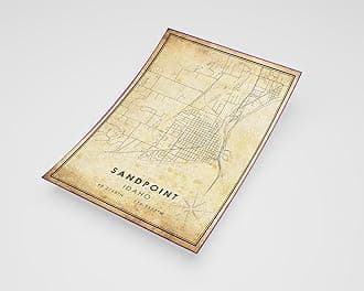 MG Global Rustic Poster of Sandpoint Idaho | 11x17 12x18 16x24 24x36 Vintage Unframed Print | Antique Hometown City Wall Art for Gift | Home Office Decor