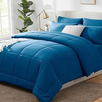 CozyLux King Size Comforter Set Teal, 7 Pieces Bed in a Bag, Teal Comforter King Size, All Season Bedding Sets with Stitch Quilted Comforter, Flat Sheet, Fitted Sheet, Pillowcases