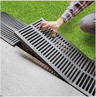 Drain Channel Strainers, Sewer Cover Grates, Kitchen Sewage Ditch，Trench Drainage, Linear Drain, Regular Trench Drain, for Garage Driveway Lawn (Color : Black, Size : 50x25x4cm)